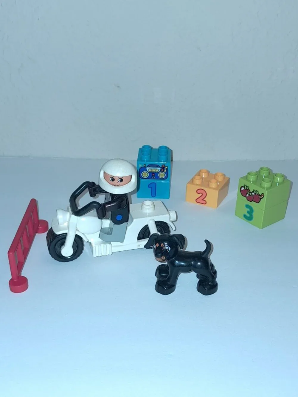 74 Piece LEGO DUPLO Preschool Building Toy: Police Motorcycle Train House Dog